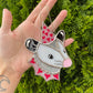Mini Pink Valentine Opossum Stained Glass Suncatcher