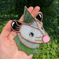 Green Van Gogh Wizard Opossum Stained Glass Suncatcher