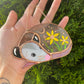 Sunflower Sleepy Opossum Mini Stained Glass Suncatcher