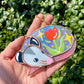 Sleepy Red Iridescent Tulip Opossum Stained Glass Ornament