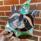 Swirly Green Wizard Raccoon Stained Glass Suncatcher