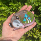 Blue Mushrooms Opossum Mini Stained Glass Suncatcher