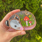 Red Mushroom Sleepy Opossum Mini Stained Glass Suncatcher