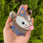 Iridescent Periwinkle Mini Wizard Opossum Stained Glass Suncatcher