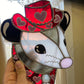 Red Lovely Cowboy Opossum Stained Glass Suncatcher