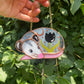 Sleepy Black Tulip Opossum Stained Glass Ornament