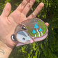 Blue Mushrooms Opossum Mini Stained Glass Suncatcher
