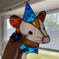 Blue Star Wizard Opossum Stained Glass Suncatcher