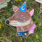 Blue/green Iridescent Mini Wizard Fox Stained Glass Suncatcher