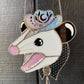 Cosmic Screaming Cowboy Opossum Stained Glass Suncatcher