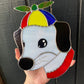 Helicopter Hat Puppy Stained Glass Suncatcher