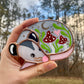 Mini Red (ver 1) Valentine Sleepy Opossum Stained Glass Suncatcher