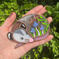 Purple Mushroom Moon Opossum Mini Stained Glass Suncatcher