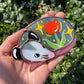 Sleepy Red Iridescent Tulip Opossum Stained Glass Ornament