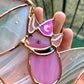Pink Haze Wizard Bat Stained Glass Suncatcher