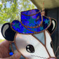 Blue Iridescent Cowboy Opossum Stained Glass Suncatcher