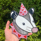 Valentine Opossum Stained Glass Suncatcher