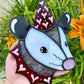 Red Valentine Opossum Stained Glass Suncatcher