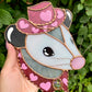 Lovely Cowboy Opossum Stained Glass Suncatcher