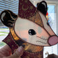 Hot Pink Wizard Opossum Stained Glass Suncatcher