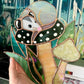 Sleepy Opossum Mushroom Stained Glass Suncatcher