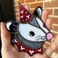 Mini Red Lovely Opossum Stained Glass Ornament