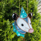 Blue Dream Wizard Opossum Stained Glass Suncatcher
