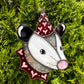Red Valentine Opossum Stained Glass Suncatcher