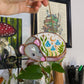 Mini Grey Rat and Blue Mushroom Stained Glass Suncatcher