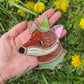 Green Stripes Mini Wizard Fox Stained Glass Suncatcher