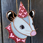 Sparkly Pink Lovely Opossum Stained Glass Suncatcher