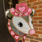 Pink Lovely Opossum Stained Glass Suncatcher