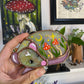 Mini Tan Rat and Orange Mushroom Stained Glass Suncatcher