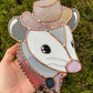 Lavender Cowboy Opossum Stained Glass Suncatcher