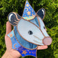 Irridescent Periwinkle Wizard Opossum Stained Glass Suncatcher