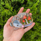 Mini Orange Mushroom Opossum Stained Glass Suncatcher
