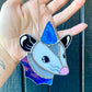 Blue Wizard Mini Opossum Stained Glass Ornament