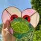 (discounted due to crack) Iridescent Lovely Frog Stained Glass Suncatcher