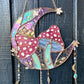 Magenta Mushroom Moon Stained Glass Suncatcher