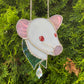 Albino Bandana Rat Stained Glass Suncatcher