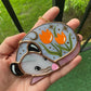 Mini Sleepy Orange Tulip Opossum Stained Glass Ornament