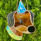 Green Wizard Puppy Stained Glass Suncatcher