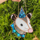 Blue Star Wizard Opossum Stained Glass Suncatcher