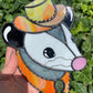 Tie Dye Cowboy Opossum Stained Glass Suncatcher
