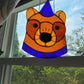 Blue Wizard Bear Stained Glass Suncatcher