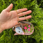 Mini Pink Mushroom Opossum Stained Glass Suncatcher