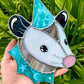 Blue Dream Wizard Opossum Stained Glass Suncatcher