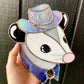 Purple Cowboy Opossum Stained Glass Suncatcher