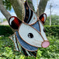 Black and White Wizard Opossum Stained Glass Suncatcher