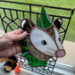 Swirly Green Aventurine Wizard Opossum Stained Glass Suncatcher